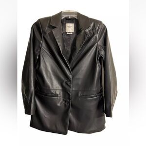Abercrombie & Fitch Women Size Medium  Vegan Faux Black Leather Blazer